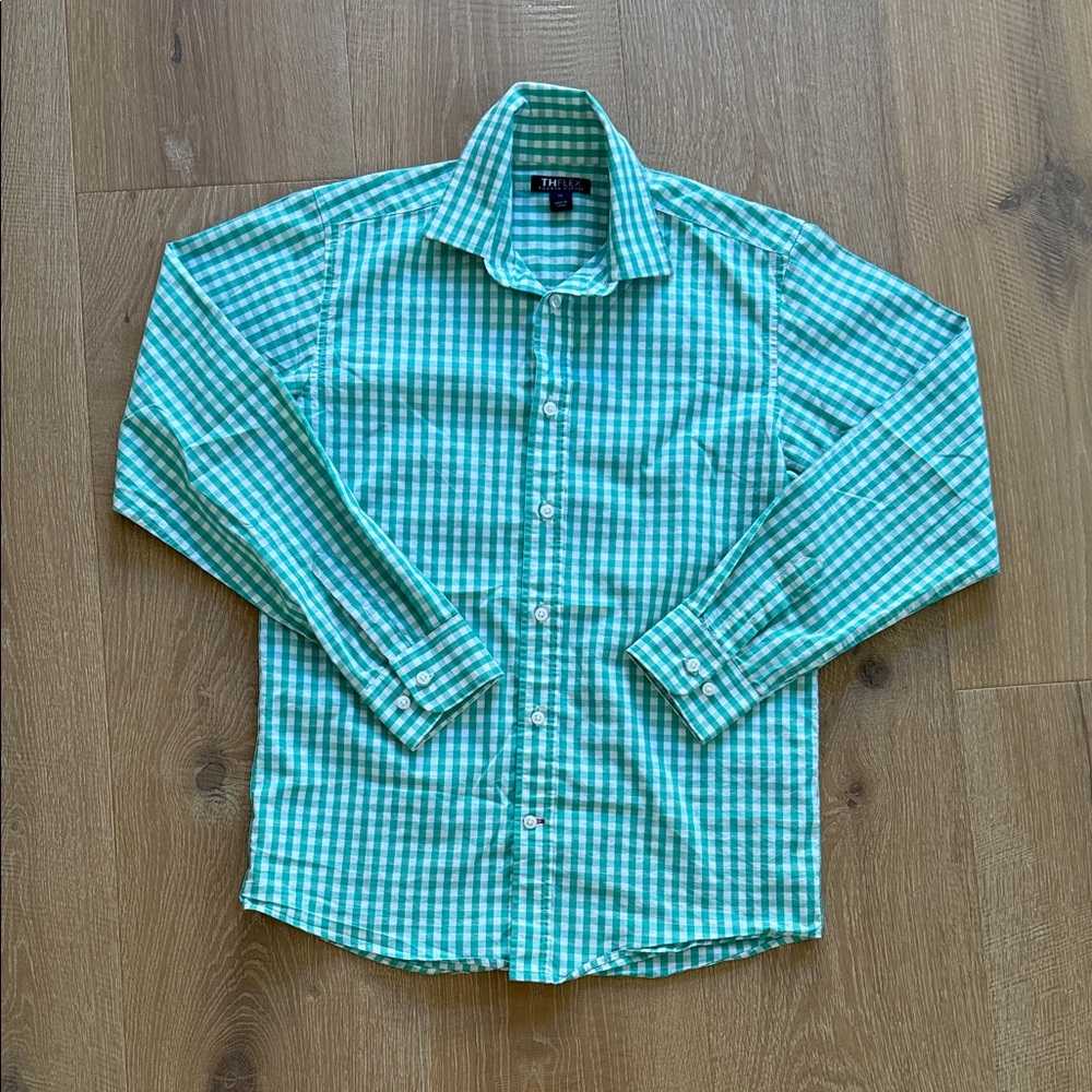 Tommy Hilfiger Teal Checkered Button Down Collared Shirt